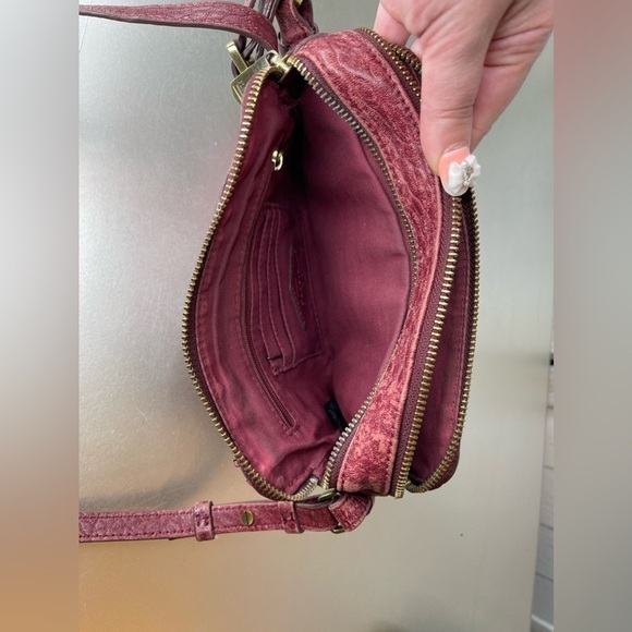 Fossil Piper Toaster Leather Red Crossbody Medium Bag Gold Hardware - Picture 2 of 8